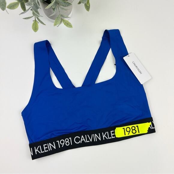 Calvin Klein 1981 Limited Edition Micro Unlined Bralette QF5502 Blue Size Medium - Picture 1 of 3